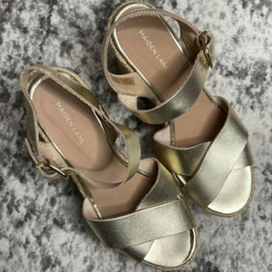 Maiden Lane Gold Leather Espadrilles‎ Sandals